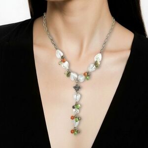 Vintage Czech white milk glass butterfly necklace earring set